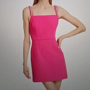 MILLY Adella Cady Embellished Mini Dress In Pink Size 10 $550